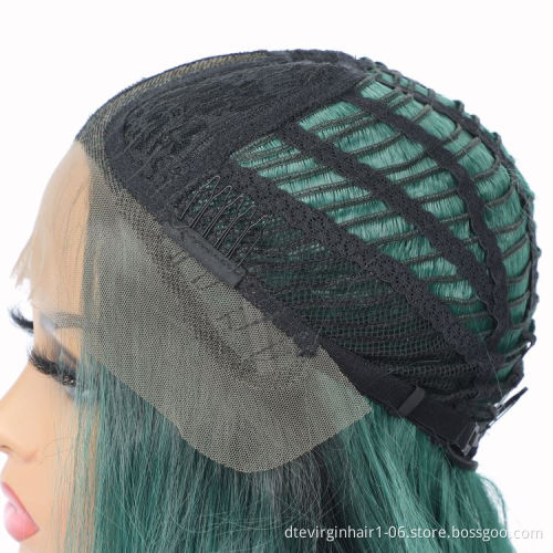 Wholesale vendors green straight premium fiber closure wigs blend cheap lowest price bob short synthetic wigs